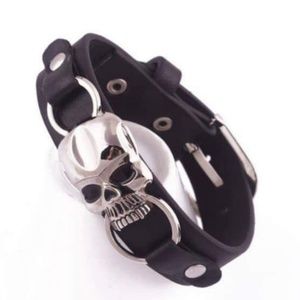 Harley Davidson Skull Leather Wrist Band